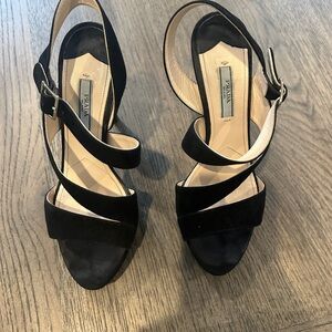 Prada Black Suede Sandals